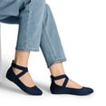thumbnail image 3 of BURUDANI Women’s Ballerina Ballet Flat Low Heel Shoes Elastic Ankle Strap Shoes Navy Size 7, 3 of 7