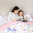 thumbnail image 5 of Erosebridal Cute Unicorn 7-Piece Twin Bedding Sets，Colorful Flowers Cute Floral Bedding Comforter Set For Kids Girls,Reversible Pink, 5 of 7