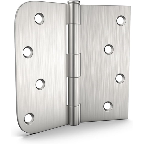 6 Pack goldenwarm Door Hinges Satin Nickel 4inch Interior Door Hinges with Square & Round Corners, Brushed Nickel Flat Butt Hinges Door Hardware