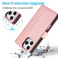 thumbnail image 4 of ShellTech Compatible with iPhone 16 Pro Wallet Case, [RFID Blocking] 3 Card Holder Stand with Credit Card Slot PU Leather Magnetic Protective Flip Cover ,Rosegold, 4 of 14