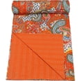 thumbnail image 2 of Indian Handmade Pure Cotton Paisley Printed Kantha Quilt ,Bedspread,Bed CoverThrow Blanket Twin Size 60" x 90", 2 of 4