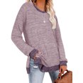 thumbnail image 2 of Womens Casual Long Sleeve Round T Shirts Blouses Sweatshirt Crewneck Pullovers Color Block Long Sleeve Side Split Tunic Tops, 2 of 3