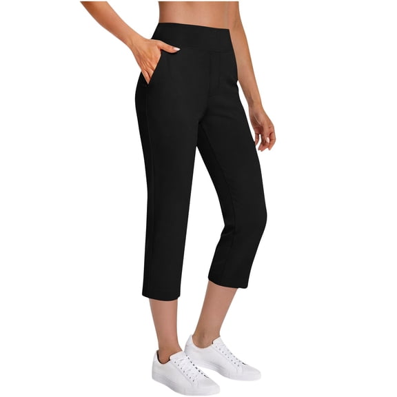 Women's Golf Capri Pants Stretch High Waist Work Yoga Ankle Capris Business Travel Lightweight Classic Casual Dress Pants