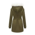 thumbnail image 4 of Winter Coats for Women Detachable Hooded Long Sleeve Coat Winter Warm Trench Outerwear Thermal Lined Jacket Fashionable Elegant Casual Winter Jackets for Women, 4 of 6