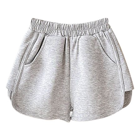 CUZIBR Kids Girls Sport Shorts Comfortable Elastic Waist Drawstring Solid Color Casual Summer Beach Shorts Fashionable Running Cozy Breathable Cotton Trunks Stylish Dailywear Light Gray 4-5 Years