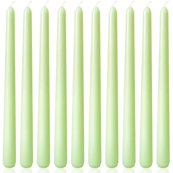 10 velas cónicas de color verde claro de Yiflyer, 25 cm, sin perfume, paquete de 10