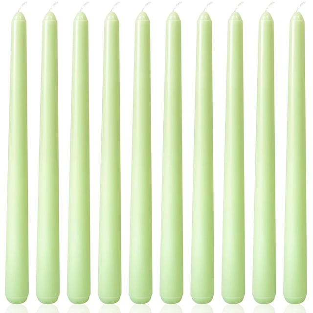 10 velas cónicas de color verde claro de Yiflyer, 25 cm, sin perfume, paquete de 10