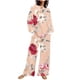 thumbnail image 2 of Puntoco Traje De Pantalón Y top Con Cuello Redondo Y Manga Larga Estampado Informal De Verano Para Mujer Caqui S, 2 of 5