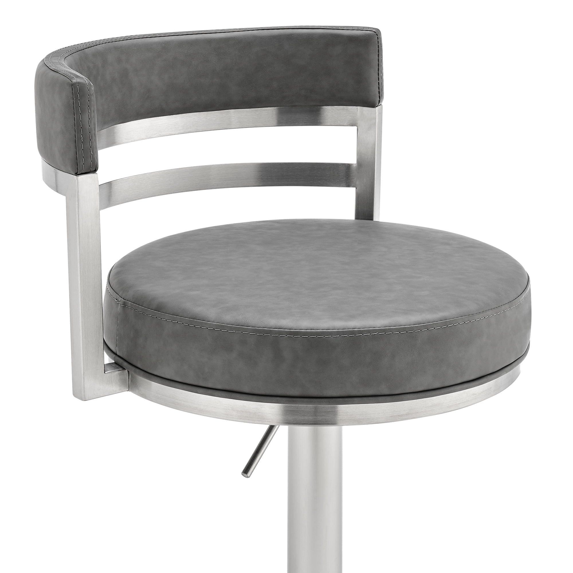 Judi Modern Industrial Swivel Metal Adjustable Height Barstool With Faux Leather Seat