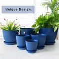thumbnail image 4 of 7.5/6.5/5.5/4.9/4.2/3.5 inches Plant Planters 6 Pack, Thick Sturdy Plastic Pots for Plants, Indoor/Outdoor 6 Sizes Flower Pots with Drainage Holes and Saucers (6 Sizes,Dark-Blue), 4 of 6