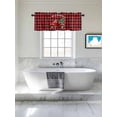 thumbnail image 4 of Merry Christmas Valances for Windows, Christmas Tree Truck Wood Grain Red Plaid Light Filtering Window Treatment Valances, Rod Pocket Small Curtains for Kitchen/Bathroom, 60"x14", 4 of 9