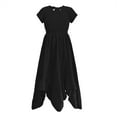 thumbnail image 3 of Bjutir Summer Casual Dress For Girls Kids Vintage Dress Solid Short Sleeve Swing Retro Rockabilly Dresses 7-12Y Party Dresses Irregular Clothes, 3 of 9