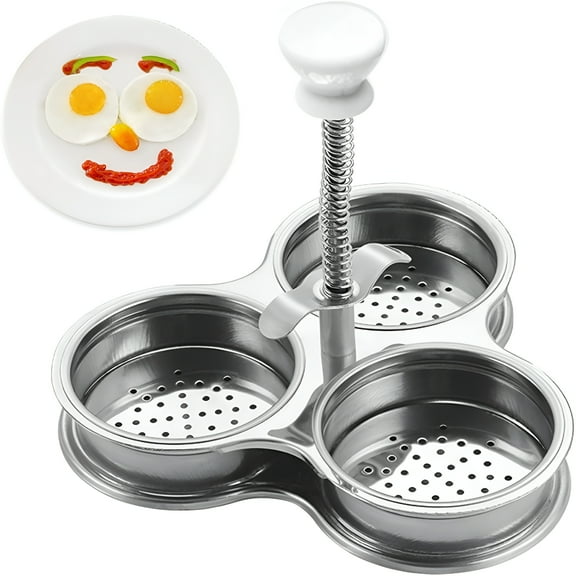 ACDANC Stainless Steel Egg Poacher,3-Cup Poached Egg Maker Cups,Nonstick Egg Steamer with Rack for Microwave Oven Stovetop Steamer