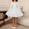 thumbnail image 5 of Eltusu Girls Casual Dresses, Long Sleeve Princess Crewneck Midi Dress Kids Clothes White Size 8-9T, 5 of 5