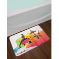 thumbnail image 2 of Girls Bath Mat, Woman on a Pink Motorcycle Trend Vogue Fashion in Paris Eiffel Tower Art Print, Non-Slip Plush Mat Bathroom Kitchen Laundry Room Decor, 29.5 X 17.5 Inches, Red and Orange, Ambesonne, 2 of 2
