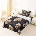 thumbnail image 5 of Homewish Vintage Halloween Skull Twin Sheets,Rustic Berry Print Bedding,Black Beige,3pcs,1 Fitted Sheet and 1 Pillowcase, 5 of 6