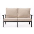 thumbnail image 3 of Leisuremod Walbrooke Modern Outdoor Patio Loveseat with Black Aluminum Frame and Removable Cushions For Patio and Backyard Garden (Beige), 3 of 11