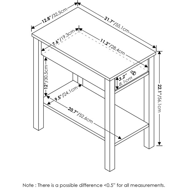 YCH Andrey Set of 2 End Table / Side Table / Night Stand / Bedside Table with Bin Drawer