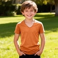 thumbnail image 5 of CPNG Boys Girls Casual Cotton T Shirt Solid Color Short Sleeve V Neck T Shirt Summer Comfortable Tees Tops(Orange,3-4 Years), 5 of 9