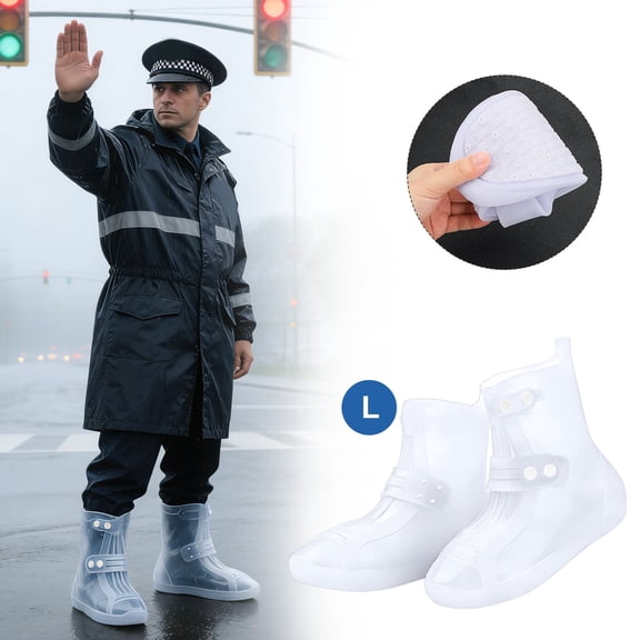 EEEkit Waterproof Rain Shoe Covers for Women Men, Non-Slip Reusable Foldable Silicone Shoe Covers, L/XL
