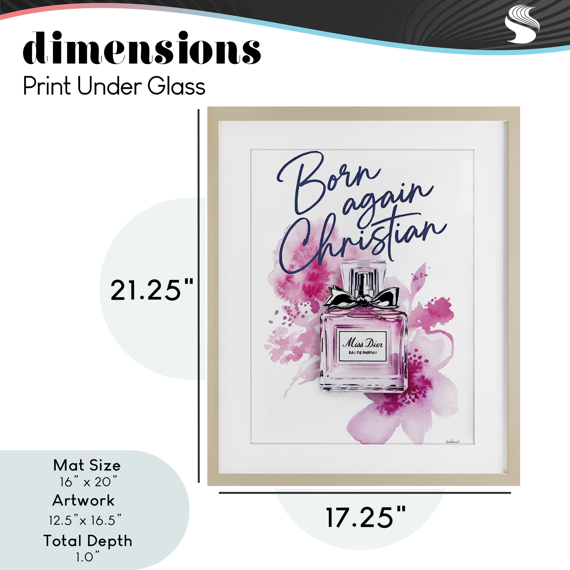 Born Again Christian with Fragrance Birch Framed Print Under Glass, design by Amanda Greenwood