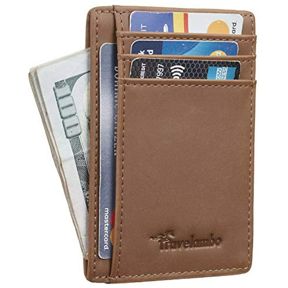 Travelambo - Travelambo Front Pocket Minimalist Leather Slim Wallet ...