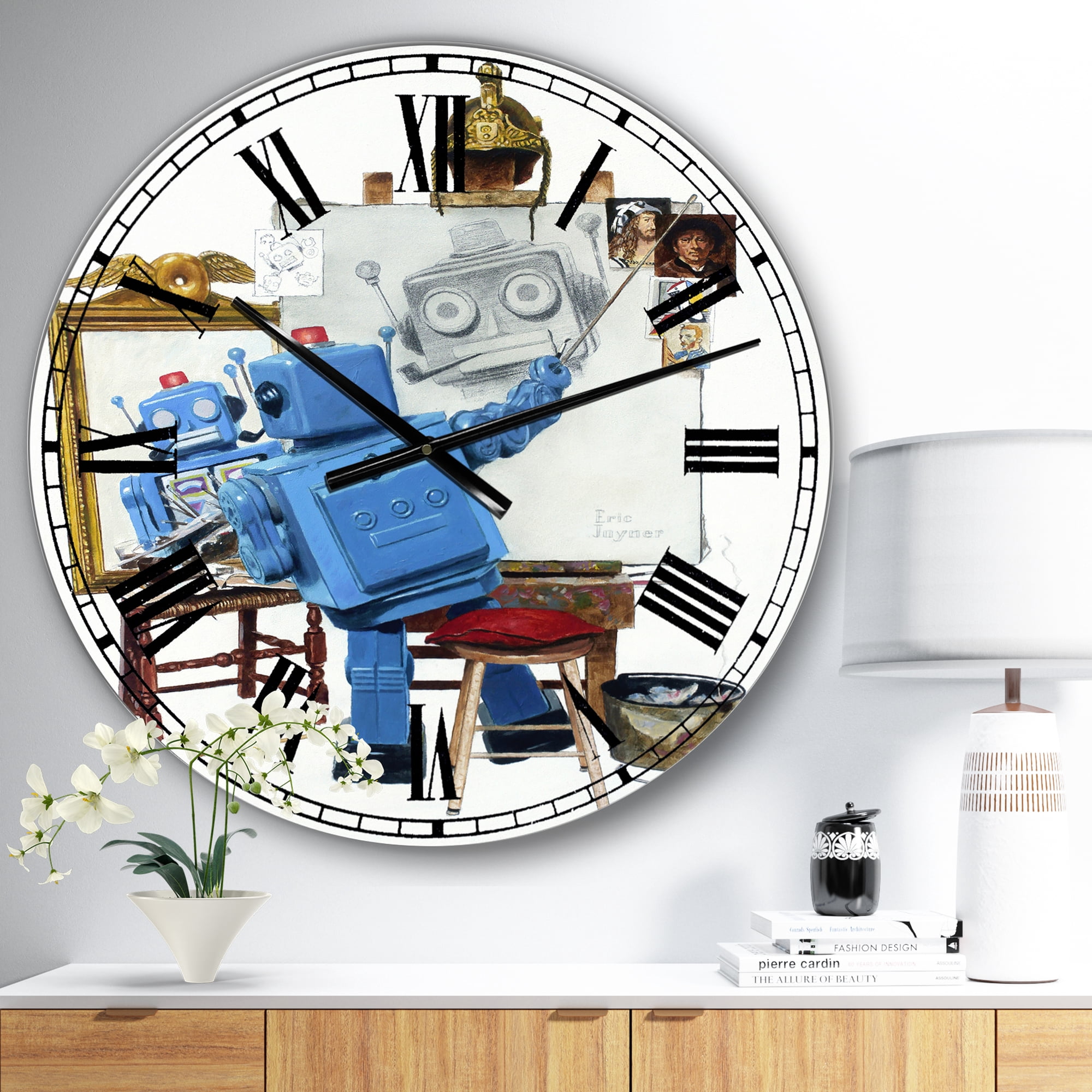Designart Oversized Multicolor Analog Round Modern Wall Clocks, CLM25238-C23
