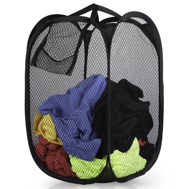 EEEkit Mesh Popup Laundry Hamper with Side Pocket, Foldable Portable