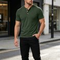 thumbnail image 6 of Men'S Solid Color Henley Neck Short Sleeve T Shirt Lightweight Breathable Casual Tops For Summer Daily Wear And Commute,Army Green,L, 6 of 6