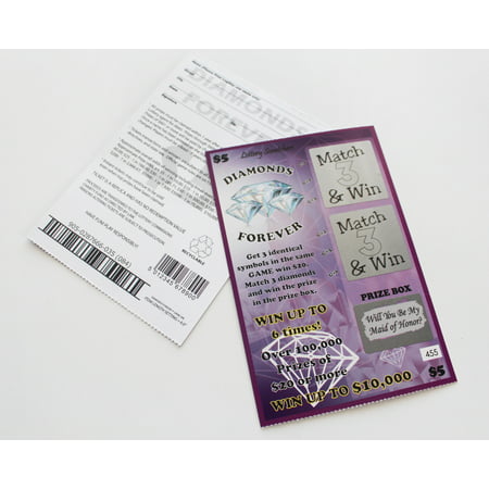Maid Of Honor Proposal Fake Lotto Lottery Replica Scratch Off Card - Each Ticket is a Fake Winner! Prize Box says 