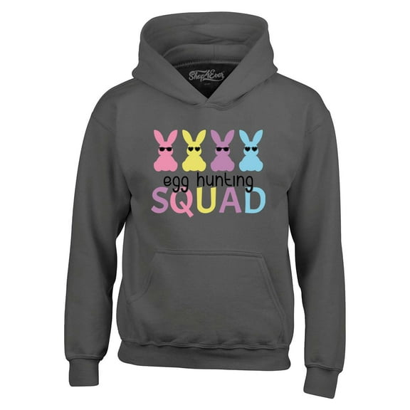 Shop4Ever Men's Easter Bunny Egg Hunting Squad Hooded Sweatshirt Hoodie Medium Charcoal