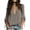 Gray, variant on Women's Linen Deep V Neck 3/4 Sleeve Tops Loose Fit Dressy Casual Solid Color Shirts Adjustable Drawstring Ruched Cuff Button Down Front Blouses M
