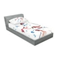 thumbnail image 2 of Ambesonne Ethnic Fitted Sheet & Pillow Sham Set, Traditional Ink Painting, Twin, Red and Blue, 2 of 2