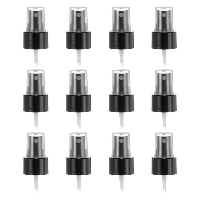 12 Pcs Black Spray Top, 24/410 Fine Mist Sprayer Reusable Replacement Spray Bottle Pump Plastic Top
