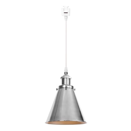 Kiven J-Type Track Lighting, 1-Light Modern Juno Track Pendant Light with Metal Lampshade, J Track Light Pedant for Kitchen Island Home Shop, Cord length 39.4",Silvery Finish