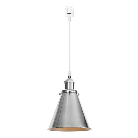 Kiven J-Type Track Lighting, 1-Light Modern Juno Track Pendant Light with Metal Lampshade, J Track Light Pedant for Kitchen Island Home Shop, Cord length 39.4",Silvery Finish
