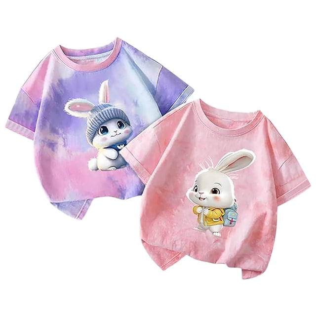 Vêtements pour Filles T-Shirts à Manches Courtes Col Rond Imprimé pour Filles Vêtements d'Été pour Fillettes Cadeaux d'Anniversaire pour Filles de 8-10 Ans Mode Filles