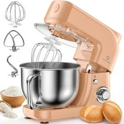 LINKChef Stand Mixer, 5.3QT 800W 6+P Speeds with Whisk, Dough Hook and Beater (Peach)