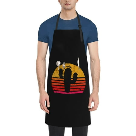 

Cute orange cactus sunset Apron Waterproof Aprons For Women with Pockets Unisex Adjustable Aprons For Cooking Kitchen