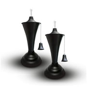 Legends Direct Set of 2, Oahu Premium Metal Tabletop Outdoor Torch, Tall- Tiki Style /w Snuffer, Fiberglass Wick & Large 35oz Oil Lamp for Deck, Patio, Lawn, Garden, Luau (Smooth Black)