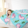 thumbnail image 3 of Manfei Cute Axolotl Twin Comforter Sets,Seamless Seaweed Print Bedding Set For Girls,Light Pink Blue,Pink Reversible,2-Piece,1 Comforter and 1 Pillowcase, 3 of 8