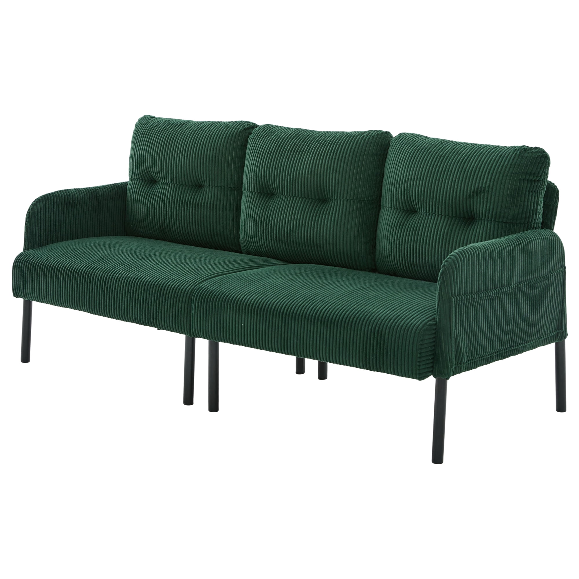 Leumius Oversized Loveseat, Modern & Plush Double-seater Sofa, Corduroy Upholstered Couch, Cozy Bedroom Sofa with Metal Legs & Side Pockets for Living Room Bedroom Dorm Apartment Emerald