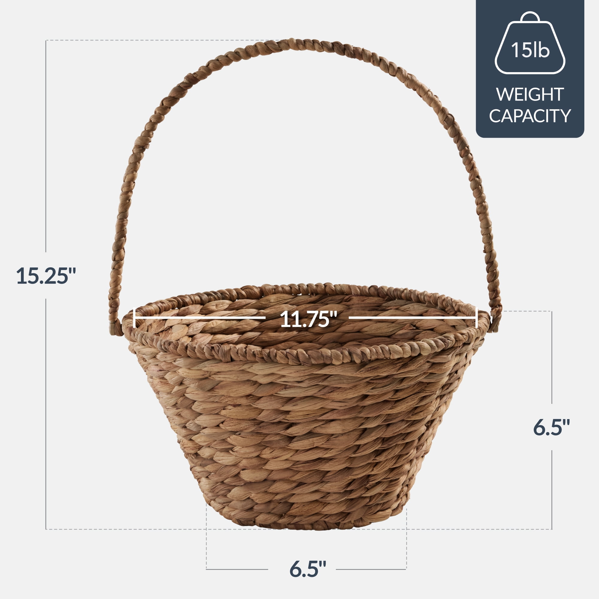 Best Choice Products Handwoven Medium Mother's Day Gift Basket, 20 inch Basket Basket w/Collapsible Handle - Chestnut