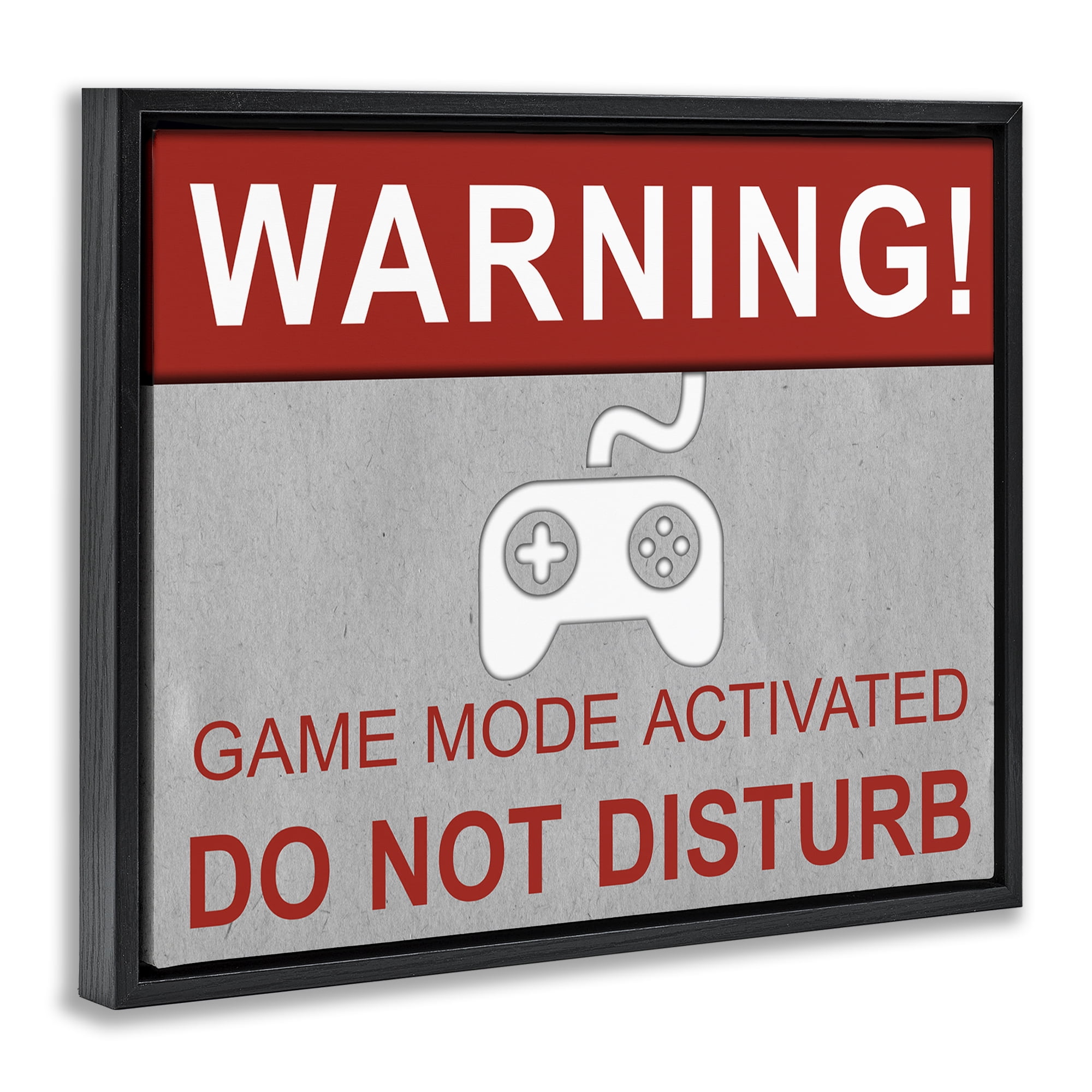 Stupell Industries Gaming Do Not Disturb Entertainment Painting Black Floater Framed Canvas Art Print Wall Art, 31 x 25