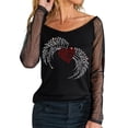 thumbnail image 1 of Camiseta de manga larga con cuello redondo y lentejuelas de malla sólida para mujer, blusa Polluver, Tops Pompotops gfhjh17235, 1 of 8