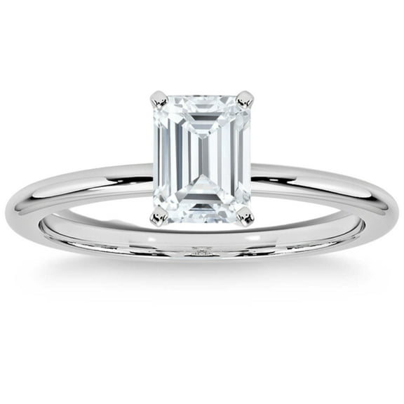Pompeii Platinum 1Ct Emerald Cut Diamond Solitaire Engagement Ring Lab Grown (G/H,VS2-SI1)