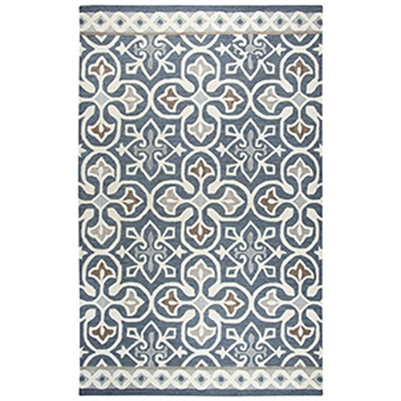 Rizzy Rugs Opulent Area Rug OU574A Blue / Gray Leaves Bulbs 5' x 8' Rectangle