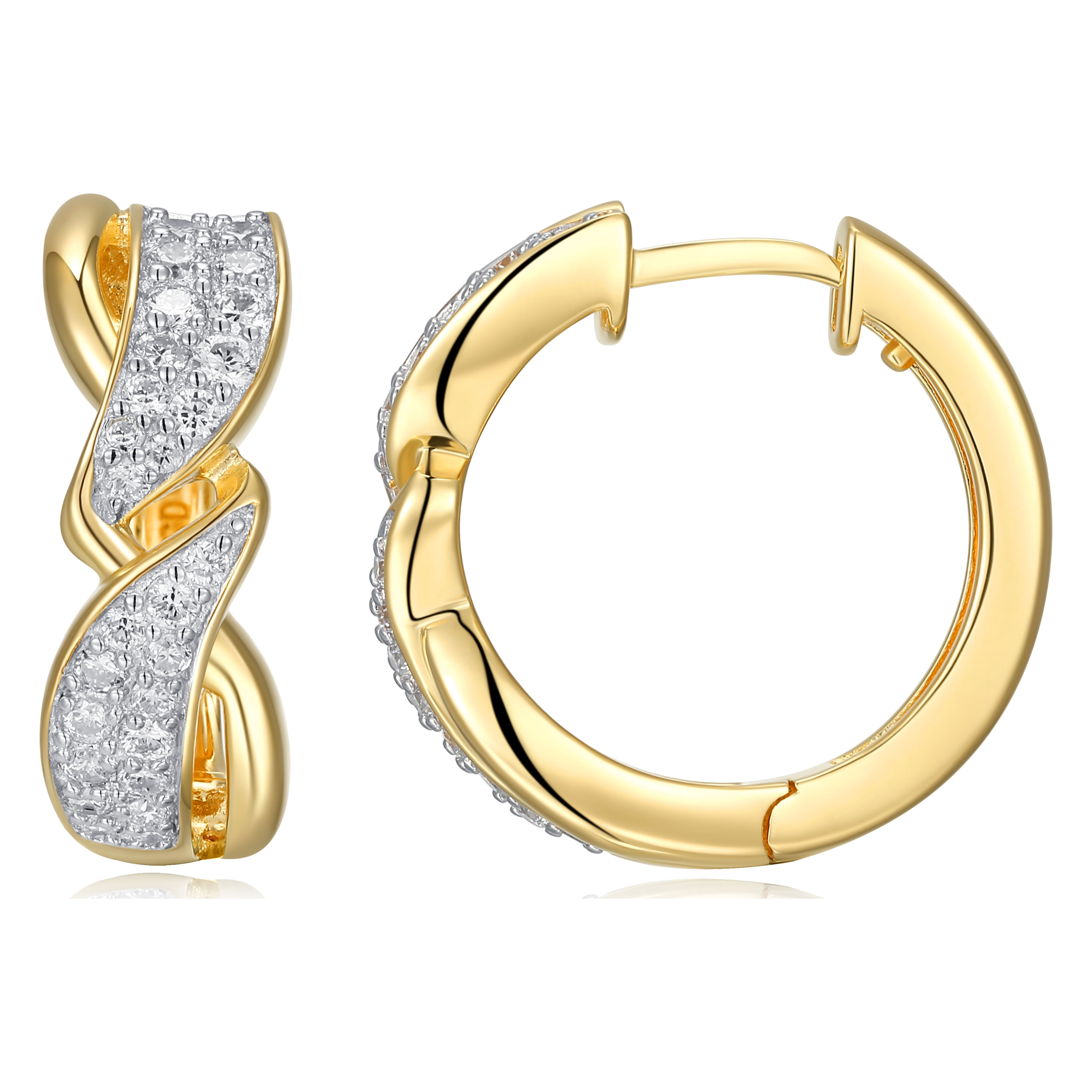 Forever Facets 18k Gold Plated Sterling Silver 3/4 CT TW Lab Grown Diamond Hoop Earrings, Adult Female