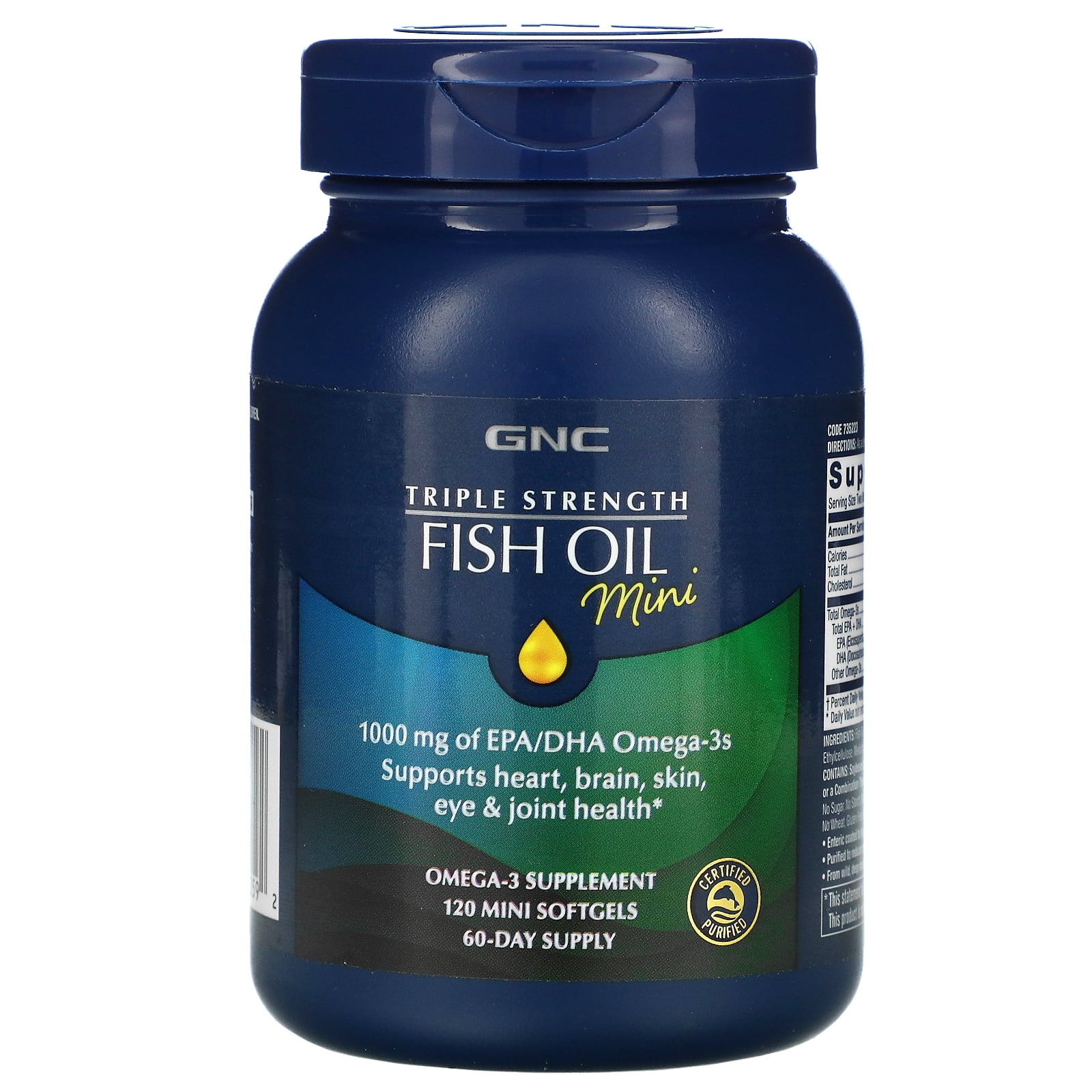 Triple Strength Fish Oil Mini, 120 Mini Softgels, GNC