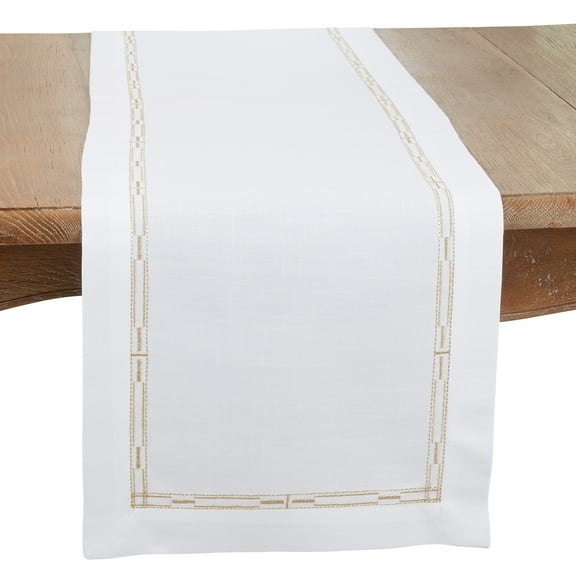 Saro Lifestyle Classic Elegance Embroidered Border Table Runner